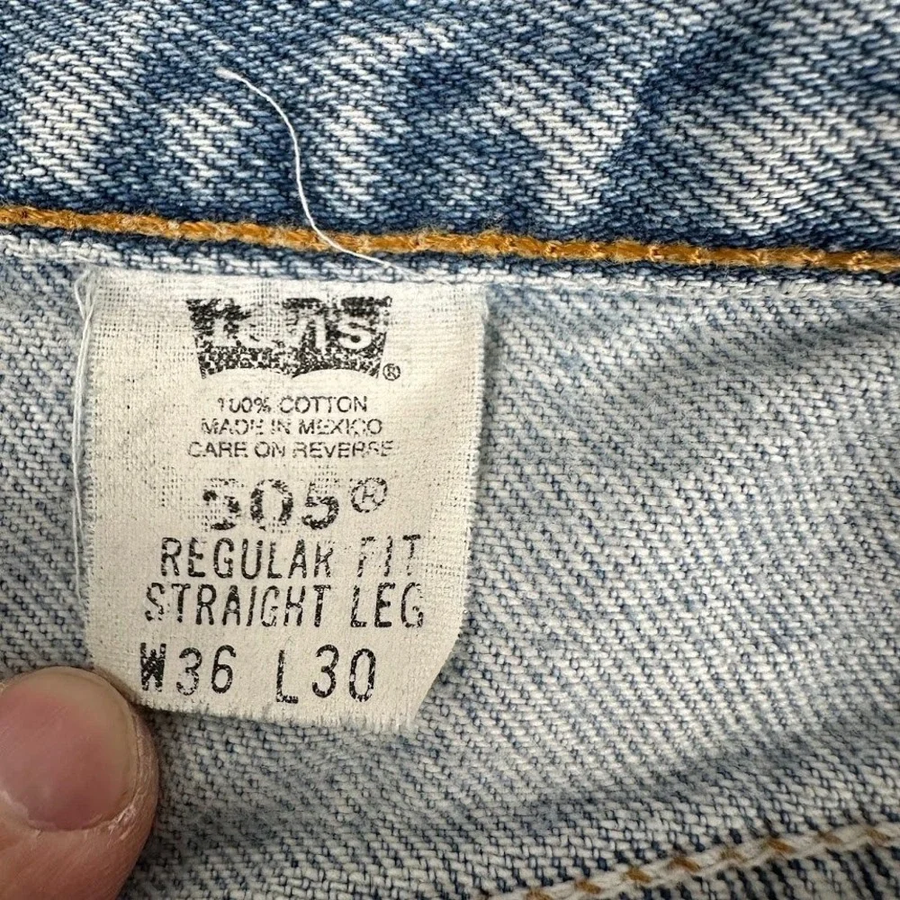 Vintage Levi 505 Men 90's Straight Light Wash Distressed Denim Jeans Rodeo 34x29